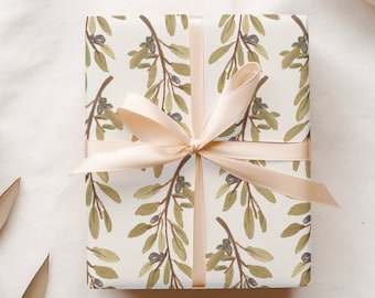 Olive Branch Wrapping Paper, Illustrated Olive Gift Wrap, Quality Gift Sheets, All Occasion Wrapping {Wedding, Birthday, Baby, Housewarming}