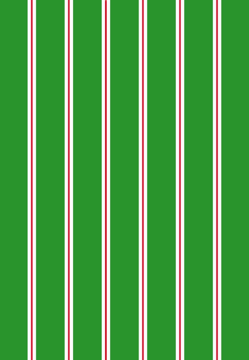 Preppy Wrapping Paper, Christmas Gift Wrap, Green and Red Striped Paper image 2