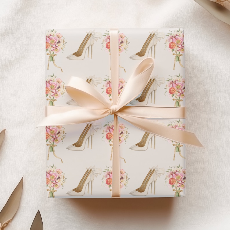 Wedding Wrapping Paper, Bridal Shower Gift Wrap, Engagement Party Gift image 1