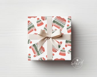 Christmas Sweater Wrapping Paper, Winter Clothes Gift Wrap, Fun Holiday Wrapping