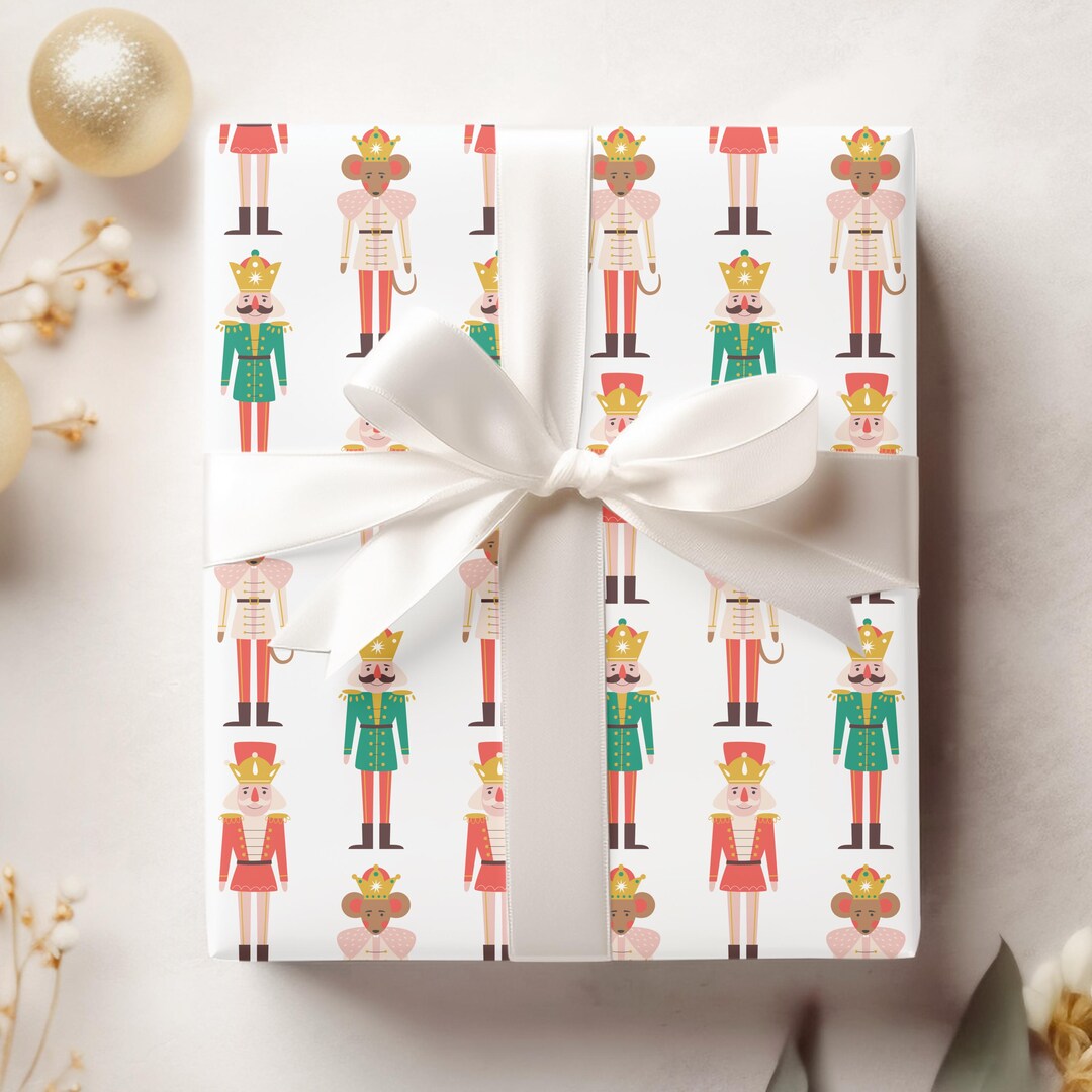 Nutcracker Gift Wrap, Christmas Wrapping Paper, Festive Holiday Design ...