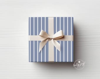 Blue and White Stripes Wrapping Paper, Striped Gift Wrap, Minimalist Wrapping, All Occasion Gift Wrap