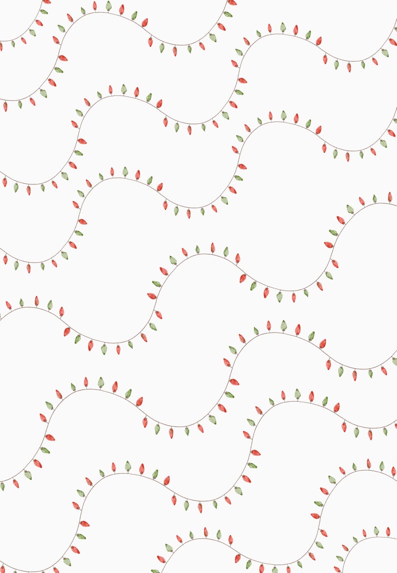 Christmas Lights Gift Wrap, Holiday Wrapping Paper, Illustrated Gift Wrap Etsy