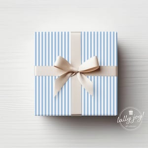 Blue Oxford Stripe Wrapping Paper, Striped Gift Wrap, Preppy Wrapping