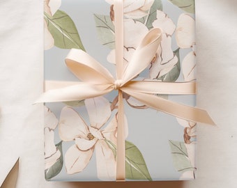 Southern Magnolia Wrapping Paper, Spring Blooms Gift Wrap, Pretty Botanical Gift Sheets, Gift for Bridal or Baby Shower