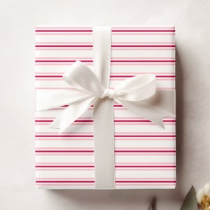 Red and Pink Striped Gift Wrap, Valentine Wrapping Paper, Preppy Wrapping, Galentine Gift