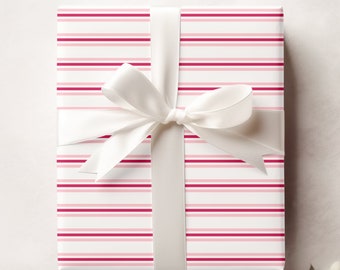 Red and Pink Striped Gift Wrap, Valentine Wrapping Paper, Preppy Wrapping, Galentine Gift