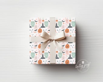 Spooky Gift Wrap, Halloween Wrapping Paper, Cute Pumpkin Season Wrapping Paper