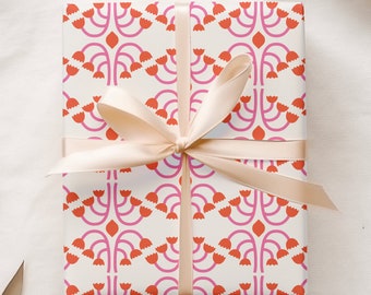 Fun Floral Pattern Wrapping Paper, All Occasion Gift Wrap, Pink and Red Quality Gift Sheets