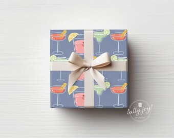 Cocktails Gift Wrap, Summer Drinks Wrapping, Mixed Drink Wrapping Paper