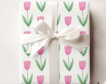 Personalized Tulip Wrapping Paper, Custom Name Flower Gift Wrap, Quality Floral Gift Sheets, Cute Present Ideas for Any Occasion