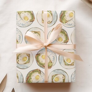 Watercolor Avocado Toast Gift Wrap, Fresh, Fun and Stylish Wrapping Paper for Food Lovers, Brunch Fans & Unique Gift Presentation