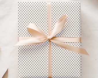 Black Polka Dots Wrapping Paper, Minimalistic Design Gift Wrap, All Occasion Quality Gift Sheets