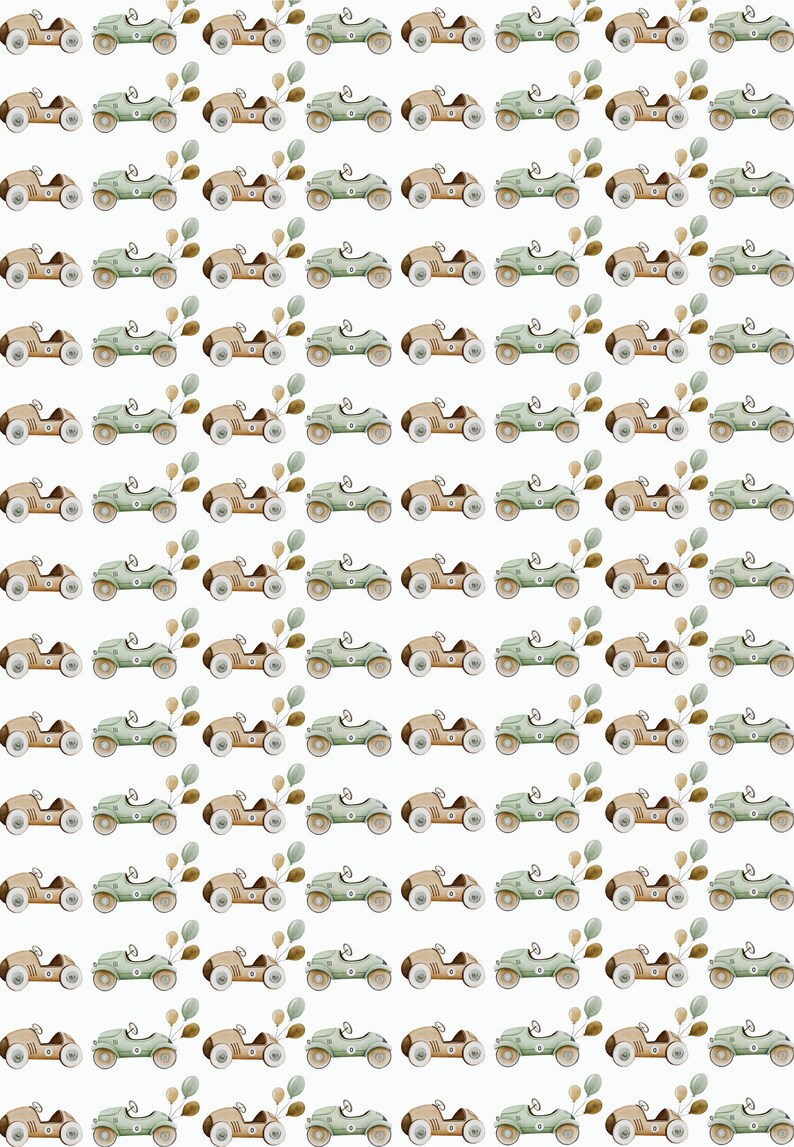 Race Car Gift Wrap, Illustrated Cars Wrapping Paper, Toddler Birthday Party, Baby Shower Present 0