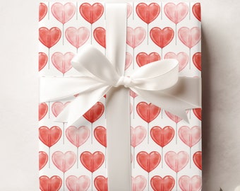Candy Heart Gift Wrap, Valentine's Day Wrapping Paper, Galentines Gift