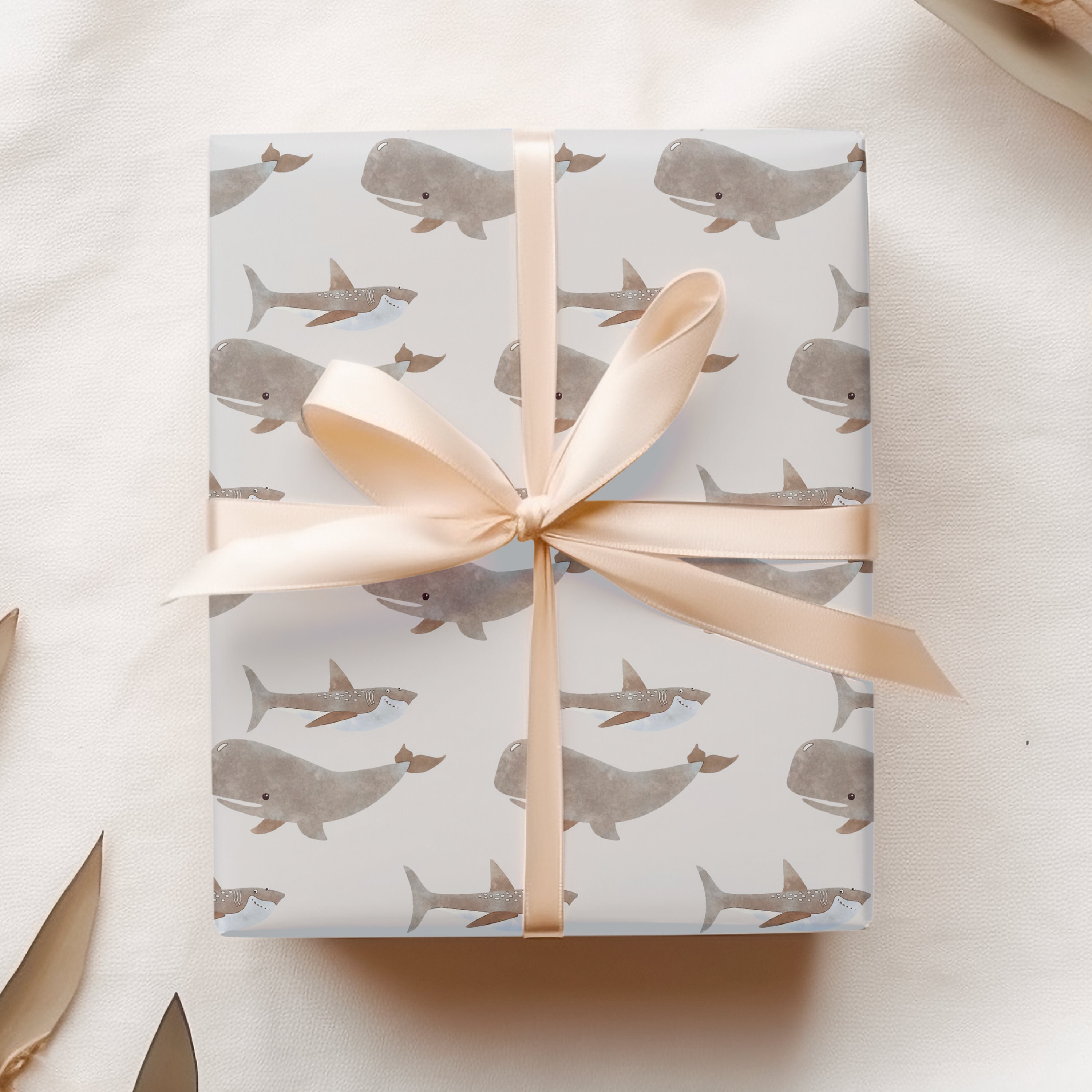 Shark Wrapping, Whale Gift Wrap, Cute Illustrated Wrapping Paper for ...