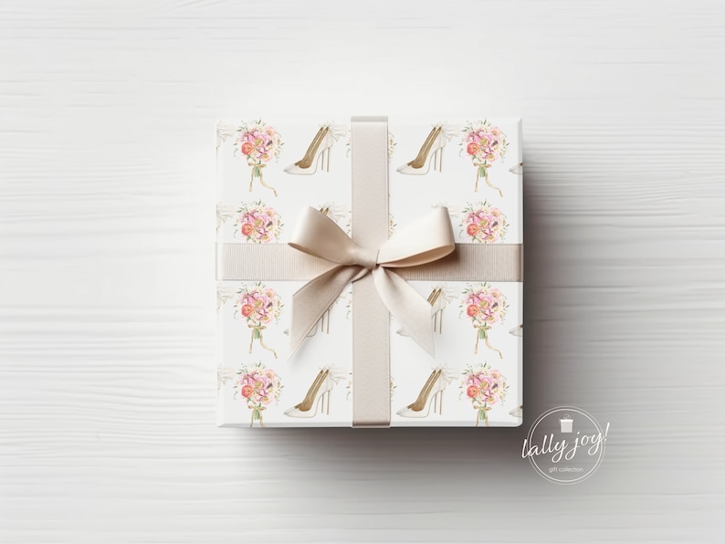 Wedding Wrapping Paper, Bridal Shower Gift Wrap, Engagement Party Gift image 3
