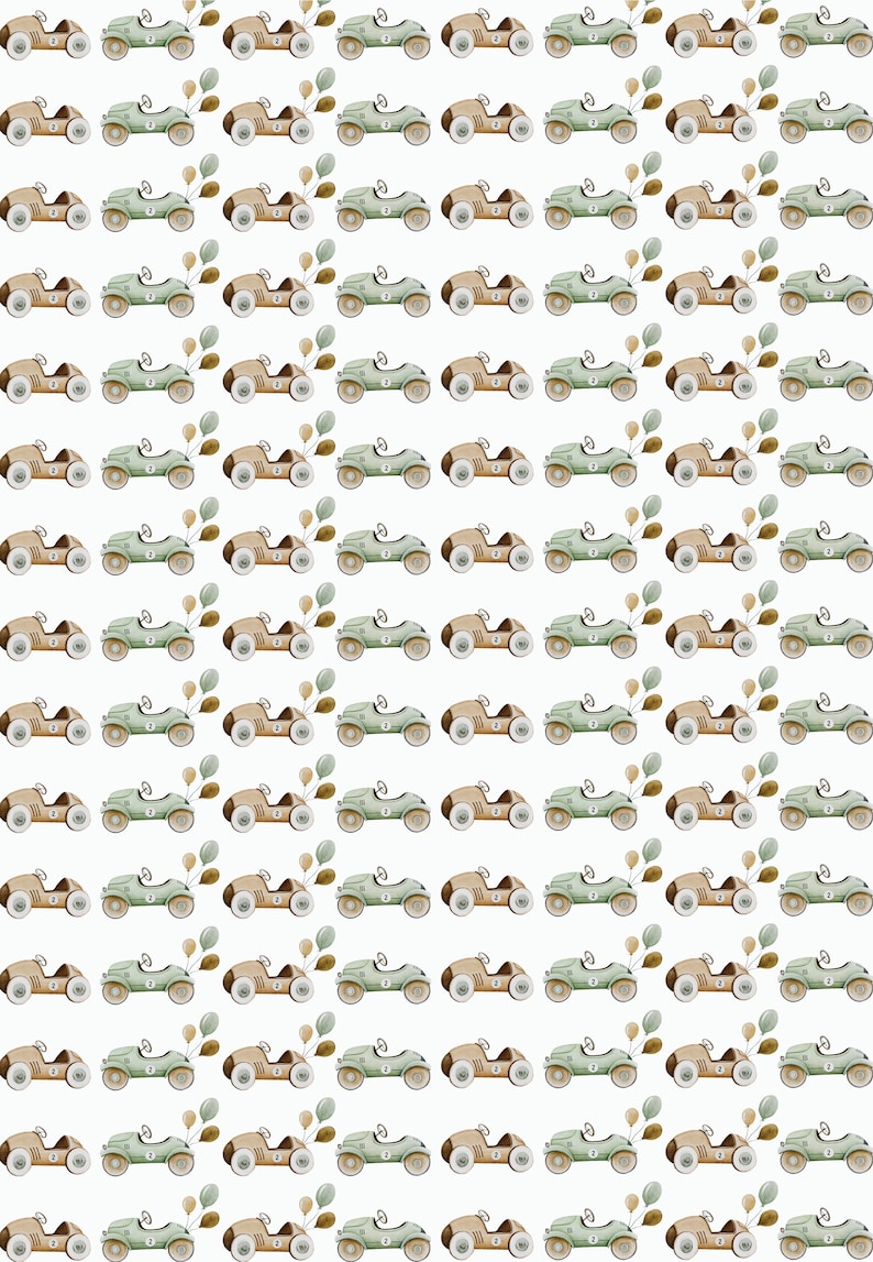 Race Car Gift Wrap, Illustrated Cars Wrapping Paper, Toddler Birthday Party, Baby Shower Present 2
