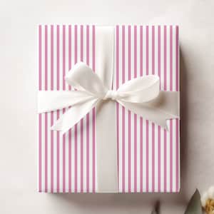 Pink Striped Gift Wrap, Oxford Stripe Wrapping Paper, Preppy Gift Wrap