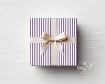 Purple Stripes Gift Wrap, Purple Oxford Stripe Wrapping Paper, Preppy Wrapping