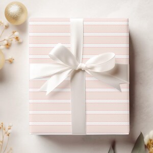 Ballet Pink Stripe Wrapping Paper, Barre Stripe Gift Wrap, Classic Pink & Red Striped Holiday Gift Sheet Set, Cute Christmas Packaging Ideas