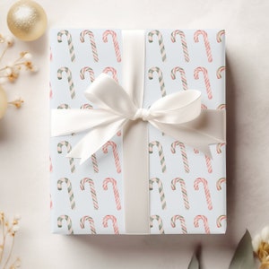 Candy Cane Wrapping Paper, Christmas Gift Wrap, Holiday Wrapping
