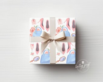 Chic Wrapping Paper, Glam Gift Wrap, Fashion Illustrations, Bridal Party Gift