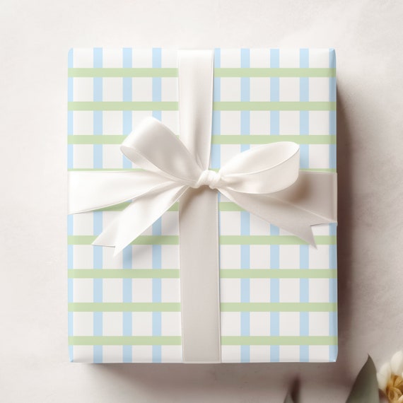 Blue and Green Striped Wrapping Paper, Easter Gift Wrap, Pastel Wrapping, Baby Shower, Birthday Party