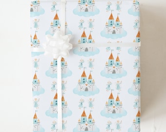 Cute Castle Gift Wrap, Fairytale Wrapping Paper, Fairy Princess Gift Sheets, Gift for Child's Birthday Party or Baby Shower