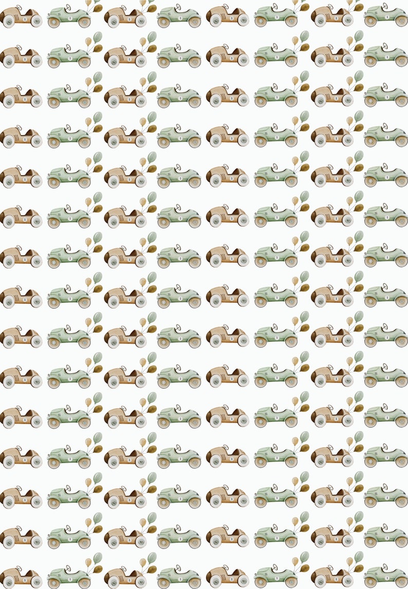 Race Car Gift Wrap, Illustrated Cars Wrapping Paper, Toddler Birthday Party, Baby Shower Present 1