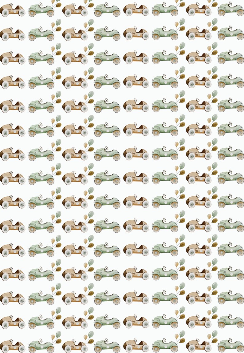 Race Car Gift Wrap, Illustrated Cars Wrapping Paper, Toddler Birthday Party, Baby Shower Present image 8