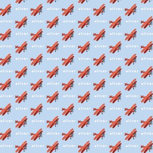 Personalized Vintage Airplane Wrapping Paper, Custom Skywriting Name Gift Wrap, Quality Gift Sheets for Kids Birthday Party Presents image 2