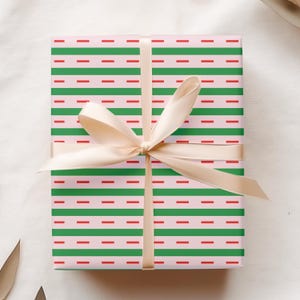 Striped & Dashed Gift Wrap, Vibrant Pink, Red and Green Design, Perfect for Holidays, Birthdays, and Special Occasions, Matte Gift Sheets