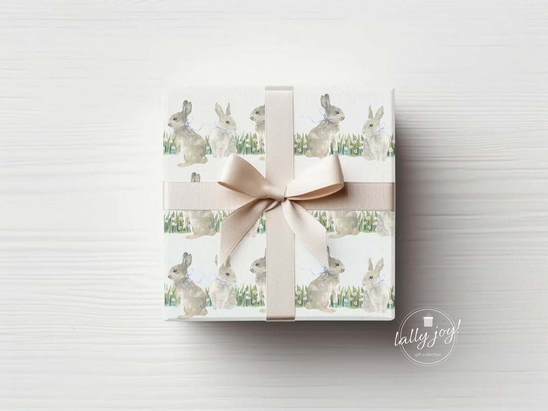 Rabbit Watercolor Wrapping Paper Bunny Gift Wrap Easter Gift Baby