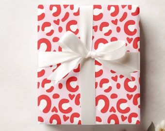 Leopard Print Wrapping, Valentine Gift Wrap, Valentine's Day Gift for Her, Fun Wrapping Paper