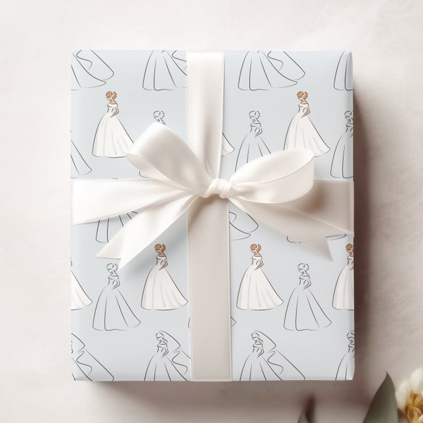 Bridal Shower Gift Wrap, Wedding Wrapping Paper, Minimalistic Wrapping for Bride