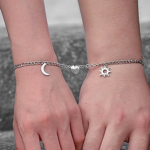 Pulsera magnética para parejas con luna y sol, pulsera para mejores amigos, joyería de amor, pulsera de la amistad, regalo para parejas