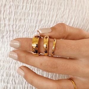 18K Gold Filled Ring, Waterproof, Engagement Ring, Wedding Ring, Band Ring, Stackable Rings, Stainless Steel, Gift For Her, Gift for Mom.