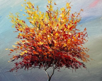 Impresión de pintura al óleo de arce: Paisaje otoñal (descarga digital)