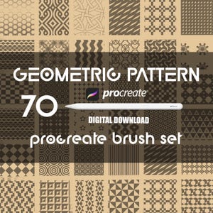 70 個のシームレスな幾何学模様ブラシ | Procreate ブラシ | シームレスな幾何学模様ブラシセット | タトゥー デザイン | タトゥー ブラシ | パターン ブラシ