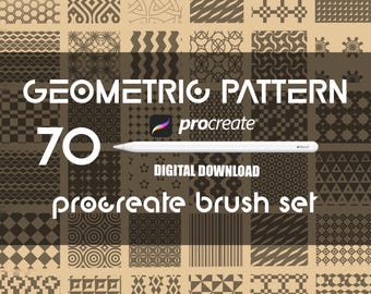 70 Geometric Pattern Procreate Brushes: Seamless Tattoo Designs (Digital Download)