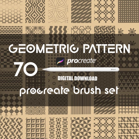 70 Geometric Pattern Procreate Brushes: Seamless Tattoo Designs (Digital Download)