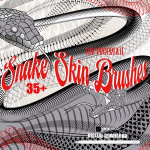 Plus de 35 brosses Procreate en peau de serpent | Dessins de tatouage | Ensemble de pinceaux en peau de serpent | Reptiles | Serpent | Dragon | Dessins procréés | Pinceaux à tatouer