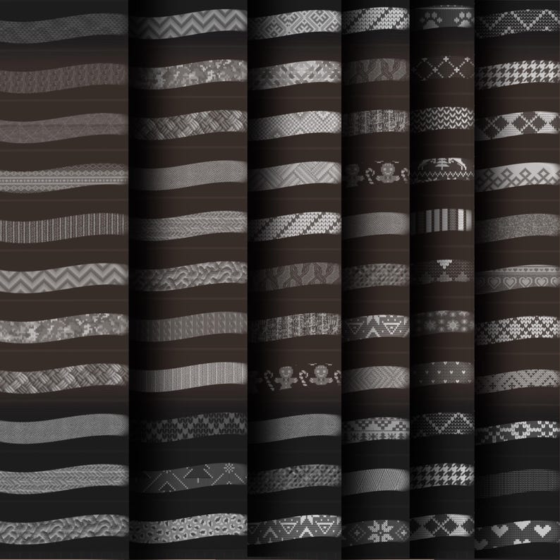 50 Seamless Knit Texture Brushes for Procreate • Knitwear Pattern Set ...