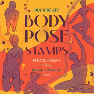 Procreate Body Pose Stamps | 90 Hand-Drawn Figure Brushes | Tattoo Stencils & Body Reference Poses (Part 2) | Procreate Brushset