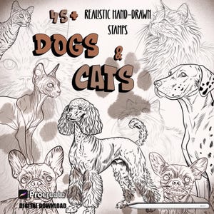 Hand-Drawn Dog & Cat Stamp Brushes for Procreate (Digital Download)