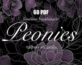 60+ Peonies Tattoo Stencils: Floral Tattoo Designs (PDF Download)