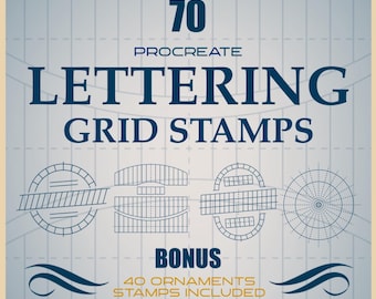 70 Procreate Lettering Grid Stamps | Lettering Template | Calligraphy | Composition Grids| Procreate Designs | Grid Builder