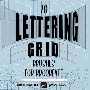 70 sellos de cuadrícula de letras de Procreate / Plantilla de letras / Caligrafía / Cuadrículas de composición / Diseños de Procreate / Generador de cuadrículas