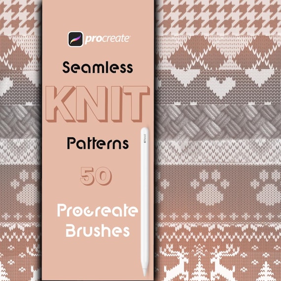 50 Seamless Knit Texture Brushes for Procreate • Knitwear Pattern Set • Fabric Textures & Cozy Knit Patterns • Digital Download